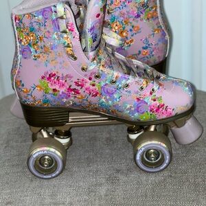 Floral Pink Roller Skates